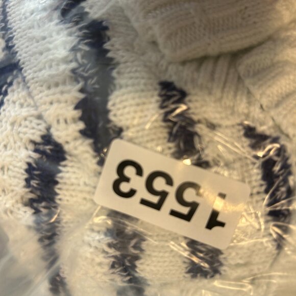 Cabi Peace Pullover Sweater 6178 Cotton crochet Blue White Stripe nautical XL - Picture 8 of 10